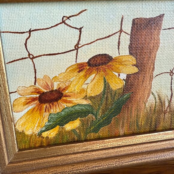 Vintage Small Oil Painting of Wild Flowers - Picture 7 of 11